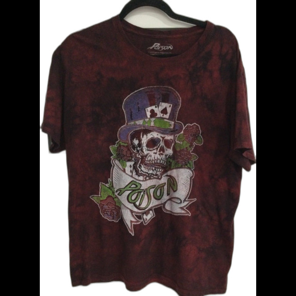 Poison T-Shirt Men’s Size L Red Retro Dragging the Cat Across America 1987 Tour - Picture 1 of 8